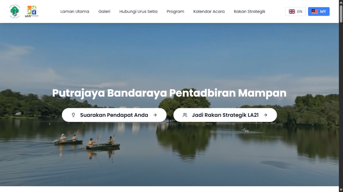 LA21 Putrajaya — actual website homepage